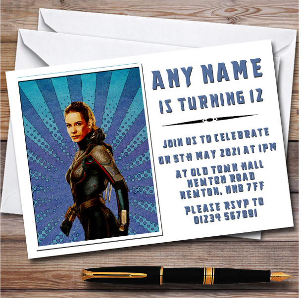 Wasp Evangeline Lilly personalized Children's Kids Birthday Party Invitations