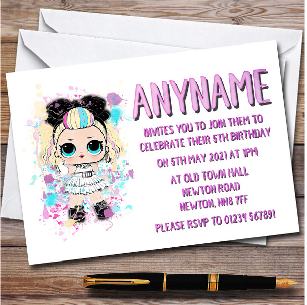 80'S Bb Surprise Lol Doll Splatter Art Children's Birthday Party Invitations
