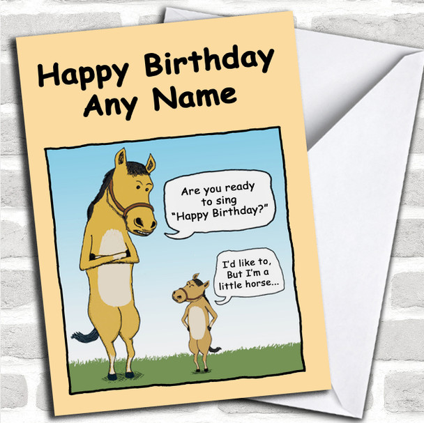 Little Horse Funny Personalized Birthday Card