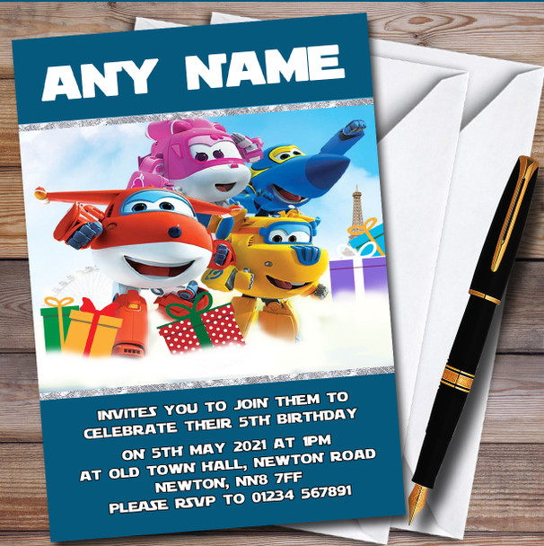 Super Wings Fly High personalized Children's Kids Birthday Party Invitations