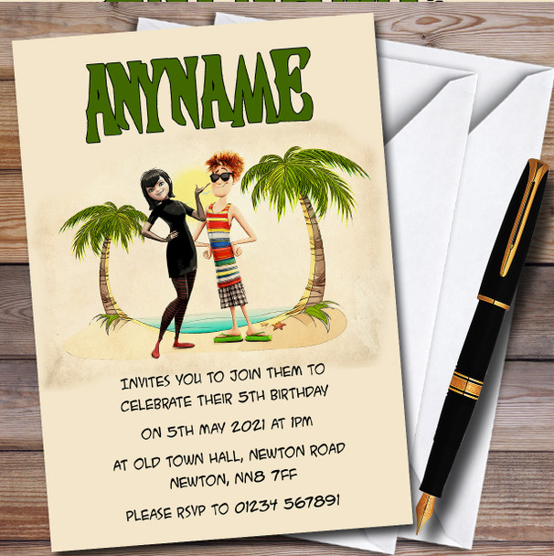 Hotel Transylvania Mavis And Johnny Palm Trees Children's Party Invitations