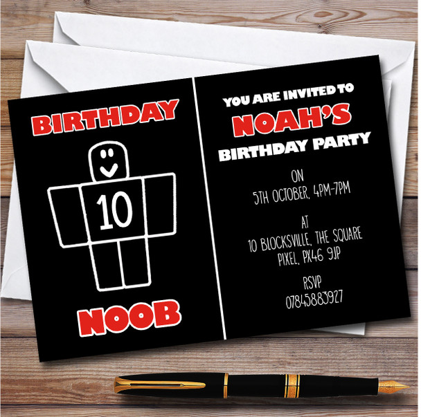 Roblox Noob Any Age personalized Children's Kids Birthday Party Invitations