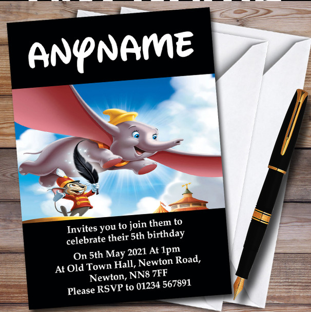 Disney Dumbo Flying personalized Children's Kids Birthday Party Invitations
