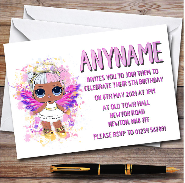 Sugar Surprise Lol Doll Splatter Art Children's Birthday Party Invitations