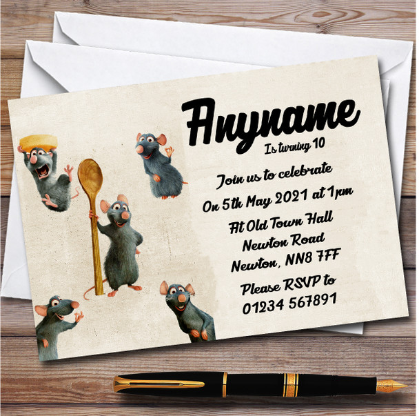 Ratatouille Multiple Rats Big Spoon Children's Birthday Party Invitations