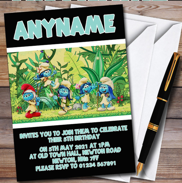 The Smurfs Leaves personalized Children's Kids Birthday Party Invitations