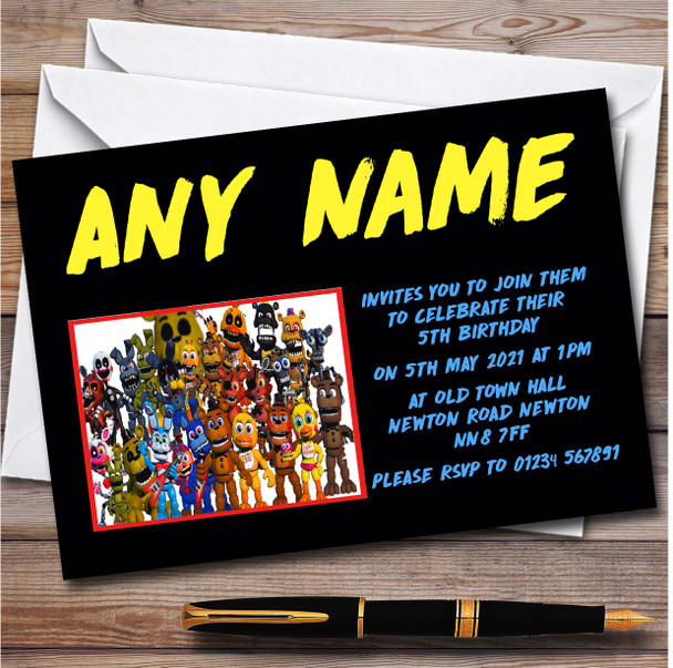 Five Nights At Freddy's Fnaf All Characters Children's Party Invitations