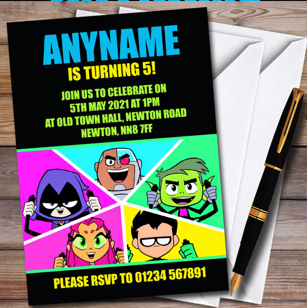 Teen Titans Go! personalized Children's Kids Birthday Party Invitations