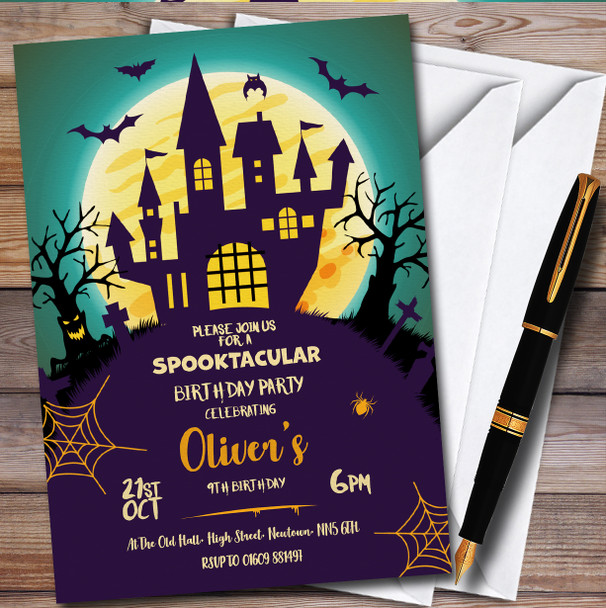 Haunted House October Halloween Children's Birthday Party Invitations