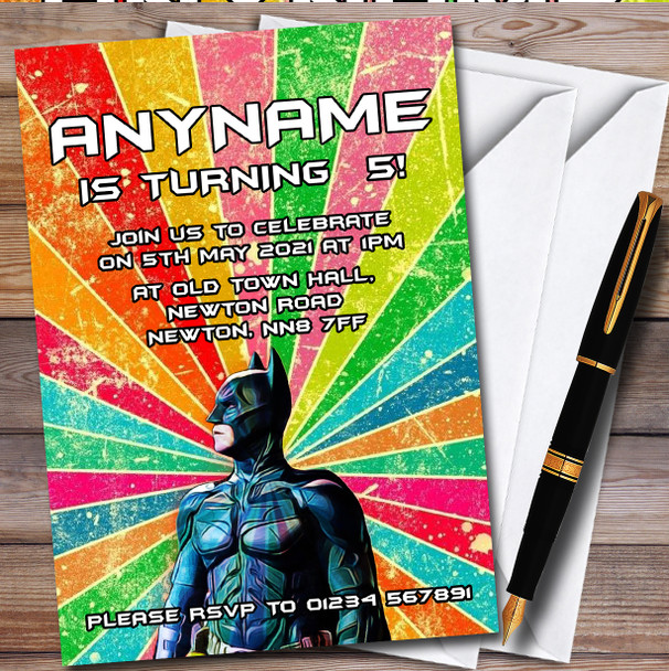 Batman Retro personalized Children's Kids Birthday Party Invitations