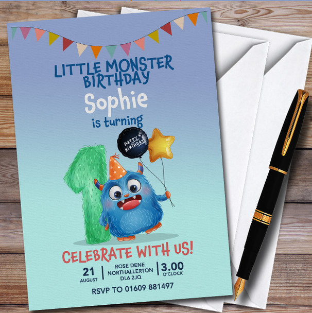 Monster 1St personalized Children's Kids Birthday Party Invitations