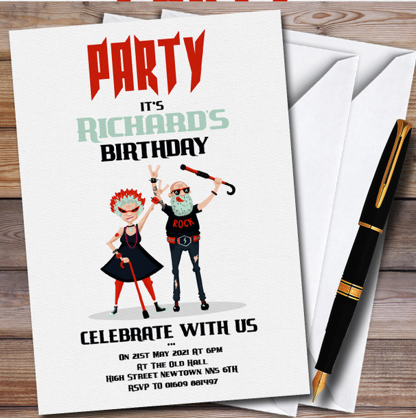 Elderly Rock Dancers personalized Birthday Party Invitations