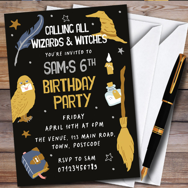 Wizard & Witches personalized Birthday Party Invitations