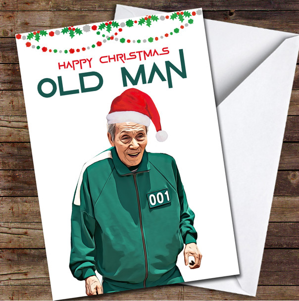 Squid Game Funny Old Man Personalized Christmas Card