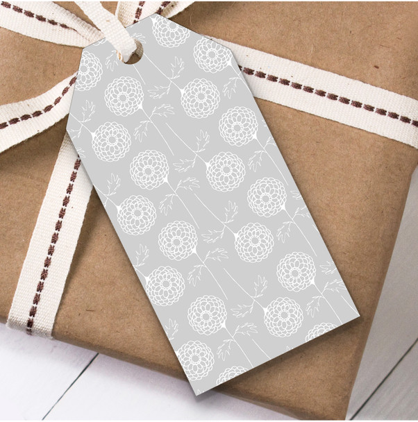 Light Grey And White Large Dandelion Flower Repeat Birthday Present Gift Tags