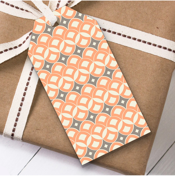 Peach And Grey Semi Circle Diamonds Multiple Birthday Present Favor Gift Tags