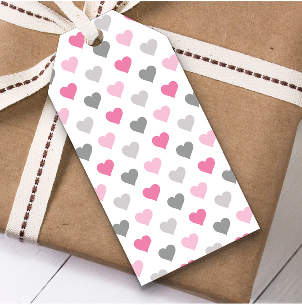Grey And Pink Shades Multiple Tiny Hearts Birthday Present Favor Gift Tags