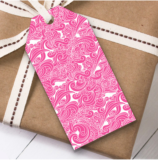 Pink And White Floral Mixed Mash Up Swirl Birthday Present Favor Gift Tags
