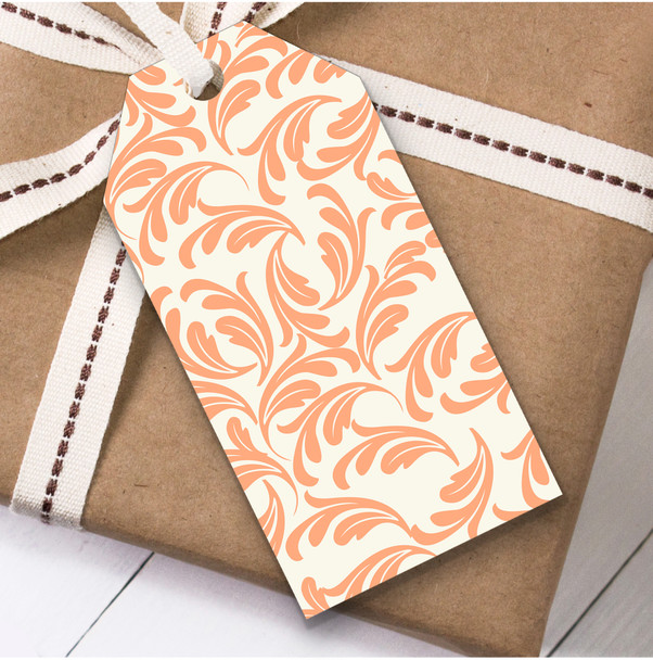 Peach And Cream Swirly Botanical Leaves Birthday Present Favor Gift Tags