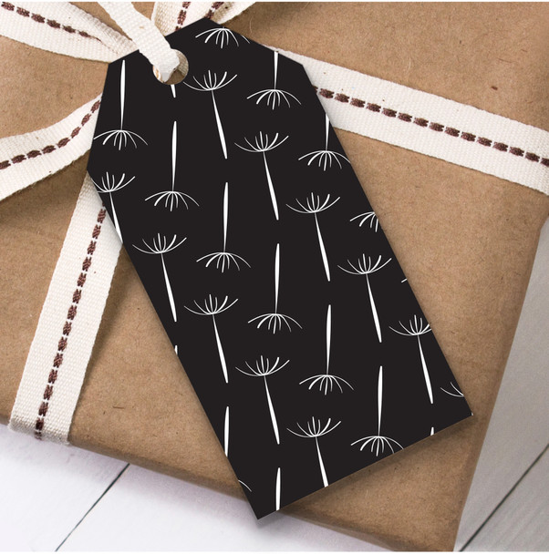 Black And White Diagonal Weed Falling Birthday Present Favor Gift Tags