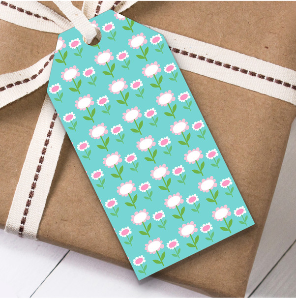 Light Blue Cartoon Flowers Mixed Size Birthday Present Favor Gift Tags