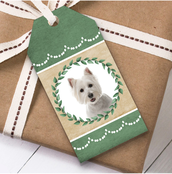 West Highland White Terrier Dog Green Birthday Present Favor Gift Tags