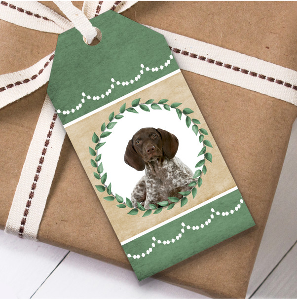 German Shorthaired Pointer Dog Green Birthday Present Favor Gift Tags