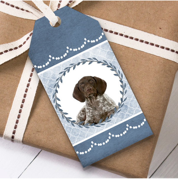 German Shorthaired Pointer Dog Blue Birthday Present Favor Gift Tags