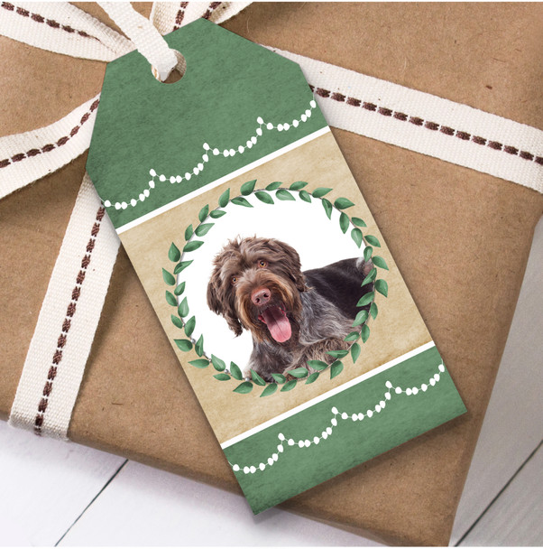 German Wirehaired Pointer Dog Green Birthday Present Favor Gift Tags