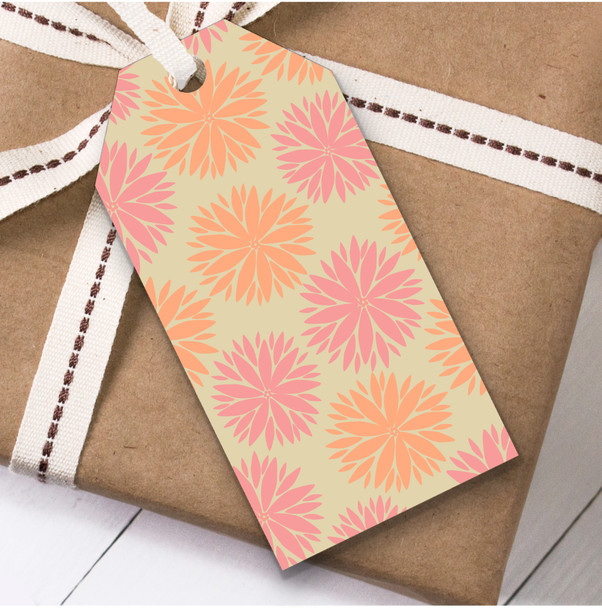 Orange And Pink Mixed Floral Circle Birthday Present Favor Gift Tags Orange And Pink Mixed Floral Circle Birthday Present Favor Gift Tags