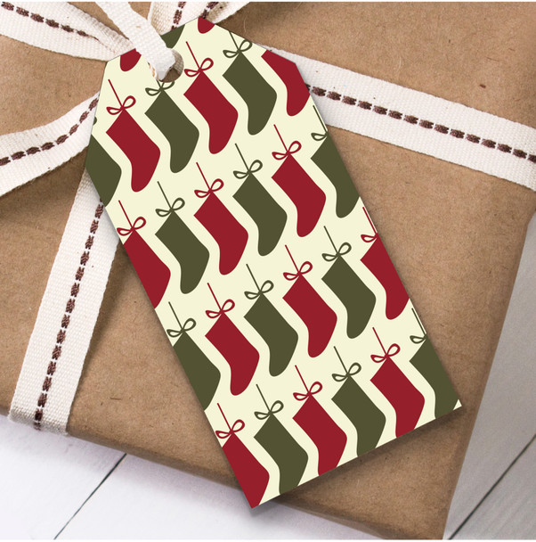 Green And Red Christmas Stockings Christmas Present Favor Gift Tags