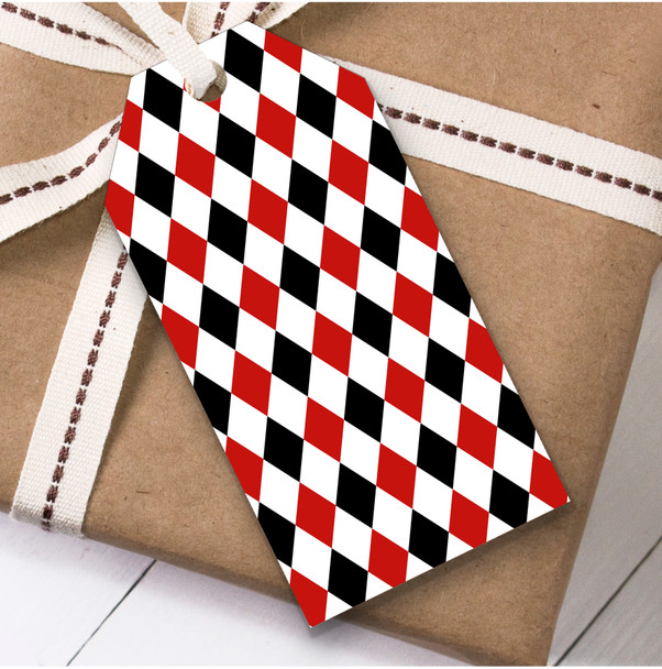Black & Red Diamond Repeat Pattern Birthday Present Favor Gift Tags