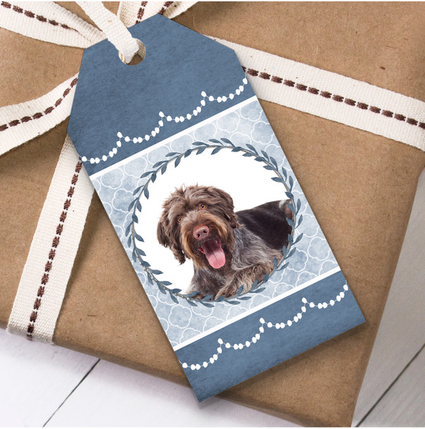 German Wirehaired Pointer Dog Blue Birthday Present Favor Gift Tags