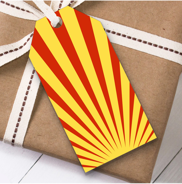 Yellow And Red Sunburst Children's Birthday Present Favor Gift Tags