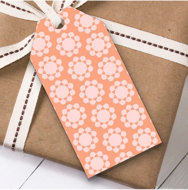 Peach And Pink Circular Sunflower Birthday Present Favor Gift Tags