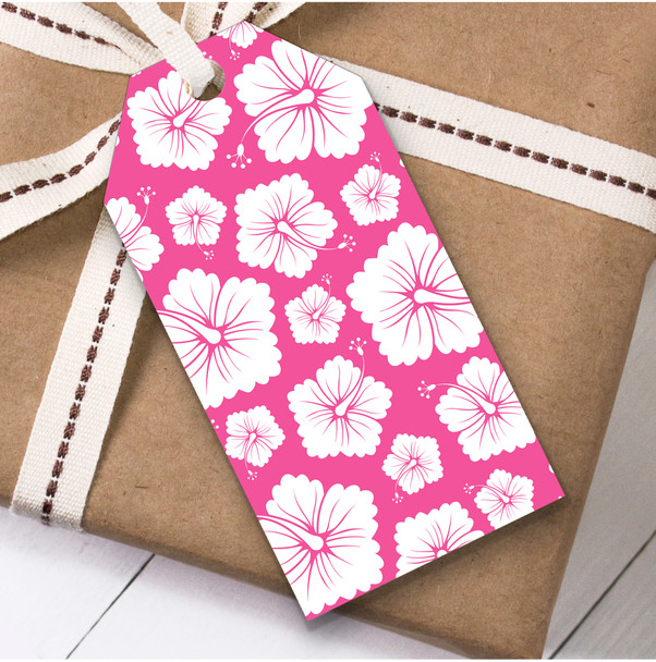 Pink And White Floral Mixed Sizes Birthday Present Favor Gift Tags