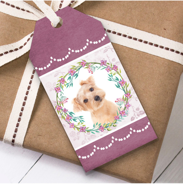 Norfolk Terrier Dog Pink Floral Birthday Present Favor Gift Tags