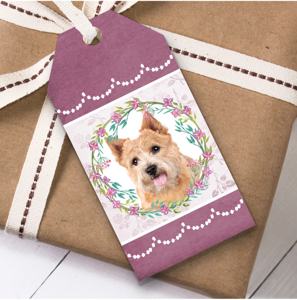 Norwich Terrier Dog Pink Floral Birthday Present Favor Gift Tags