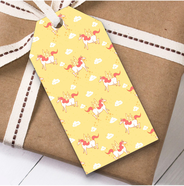 Yellow Pink Unicorns Children's Birthday Present Favor Gift Tags