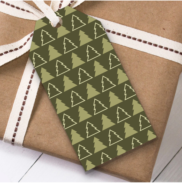 Green Shades Christmas Trees Christmas Present Favor Gift Tags