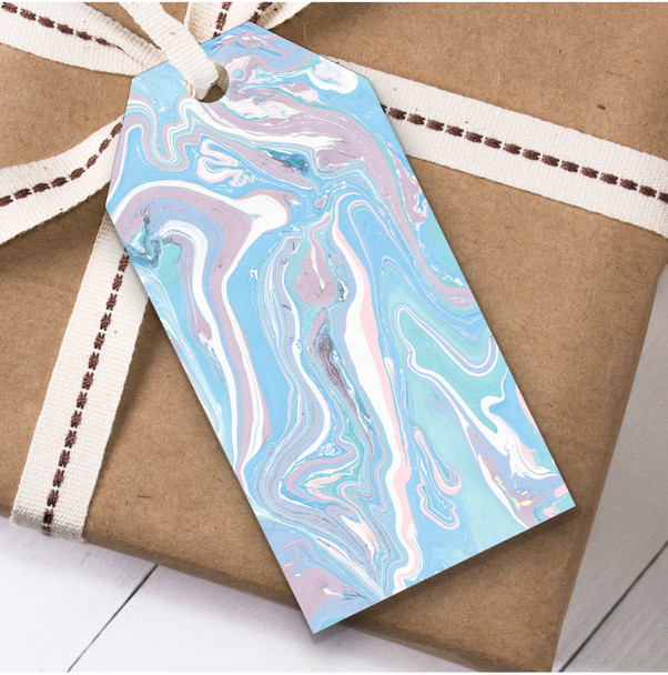 Marble Effect Lilac Blue Pink Birthday Present Favor Gift Tags