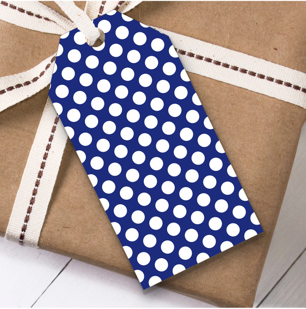 Navy And White Polkadot Spots Birthday Present Favor Gift Tags