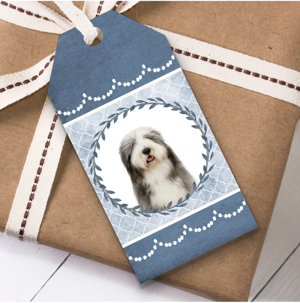 Old English Sheepdog Dog Blue Birthday Present Favor Gift Tags