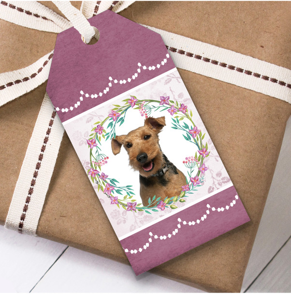 Welsh Terrier Dog Pink Floral Birthday Present Favor Gift Tags