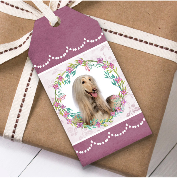 Afghan Hound Dog Pink Floral Birthday Present Favor Gift Tags