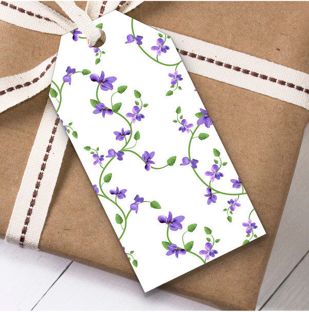 Dainty Purple Flowers White Birthday Present Favor Gift Tags