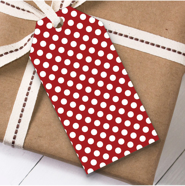 Multiple Tiny Red Polkadots Birthday Present Favor Gift Tags