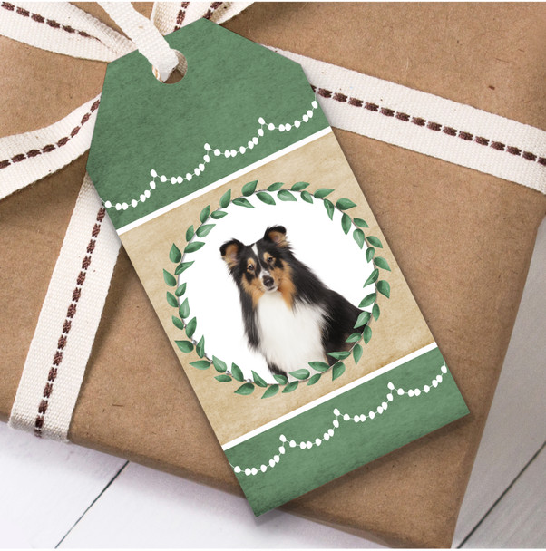 Shetland Sheepdog Dog Green Birthday Present Favor Gift Tags