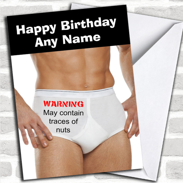 Funny Rude Traces Of Nuts Personalized Birthday Card
