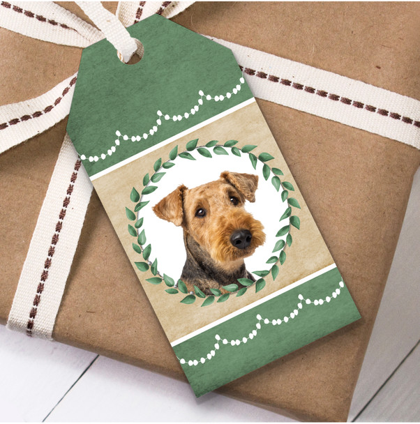 Airedale Terrier Dog Green Birthday Present Favor Gift Tags